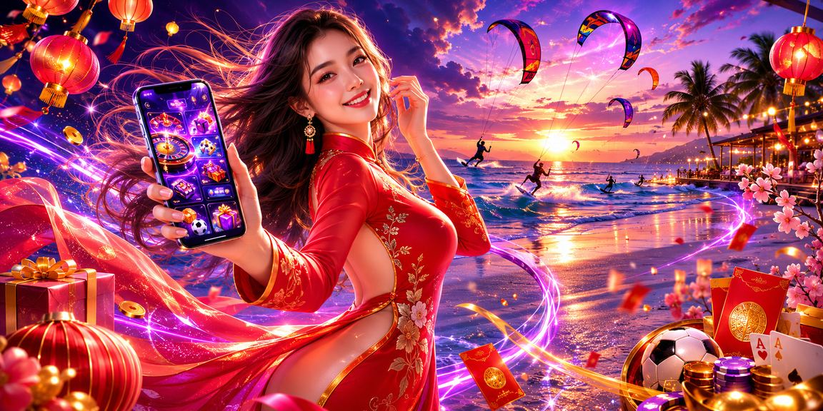 Phụ nữ áo dài Mũi Né nhận phong bì đỏ may mắn khi chơi game d07 dịp lễ